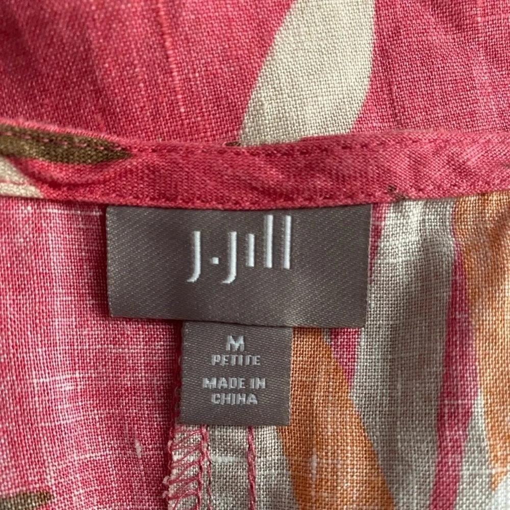 J.Jill Women's 100% Linen Coral Floral Sleeveless Crew Neck Shift Dress Size MP - Picture 7 of 8